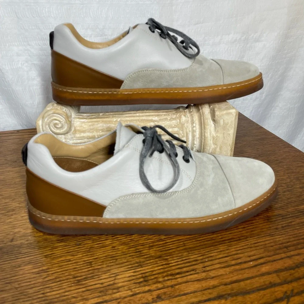 George Brown Bilt Baldwin Mens 9M Gray Suede White Leather Sneaker Oxfords